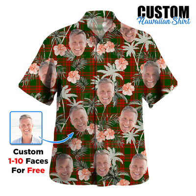 Clan Menzies Green Modern Tartan Custom Face Hawaiian Shirt – Unisex Gift for Family Members, Summer Party