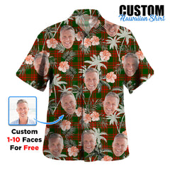 Clan Menzies Green Modern Tartan Custom Face Hawaiian Shirt – Unisex Gift for Family Members, Summer Party HB16 Menzies Green Modern Tartan Tartan Hawaii Shirt