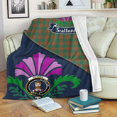 Clan Menzies Tartan Crest Premium Blanket Thistle Style NB14 Clan Menzies Tartan Today