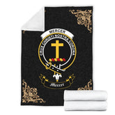 Clan Mercer Crest Tartan Premium Blanket Black IL63 Clan Mercer Tartan Today