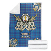 Clan Mercer Modern Tartan Gold Courage Symbol Blanket BH46 Clan Mercer Tartan Today