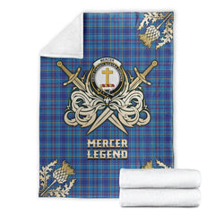 Clan Mercer Modern Tartan Gold Courage Symbol Blanket BH46 Clan Mercer Tartan Today
