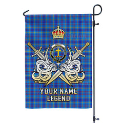 Custom Name Clan Mercer Modern Tartan Garden Flag with Clan Crest and the Golden Sword of Courageous Legacy LL62