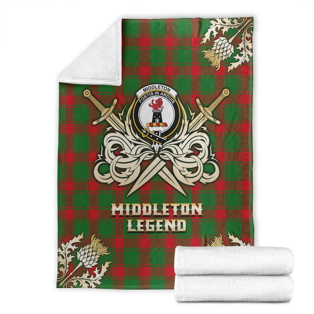 Clan Middleton Modern Tartan Gold Courage Symbol Blanket FY13 Clan Middleton Tartan Today