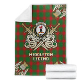 Clan Middleton Modern Tartan Gold Courage Symbol Blanket FY13 Clan Middleton Tartan Today