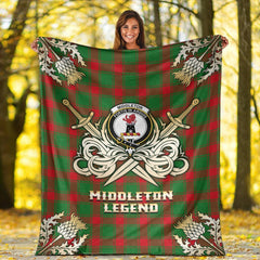 Clan Middleton Modern Tartan Gold Courage Symbol Blanket FY13 Clan Middleton Tartan Today