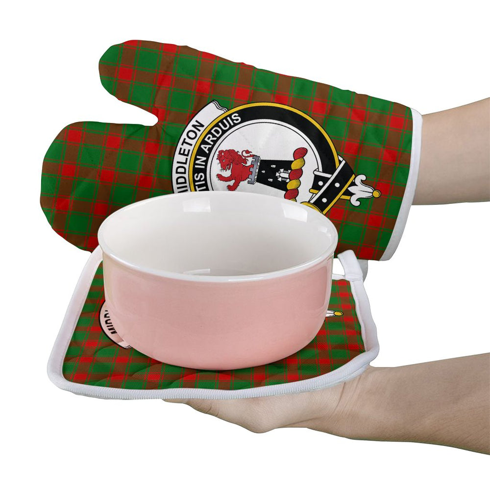 Clan Middleton Modern Tartan Crest Oven Mitt And Pot Holder (2 Oven Mitts + 1 Pot Holder) YH86 Clan Middleton Tartan Today