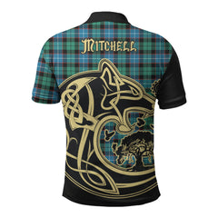 Clan Mitchell Ancient Tartan Polo Shirt Viking Wolf JT21 Mitchell Ancient Tartan Tartan Polo