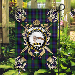 Clan Mitchell Tartan Crest Garden Flag - Gold Thistle RD19 Clan Garden Tartan Today