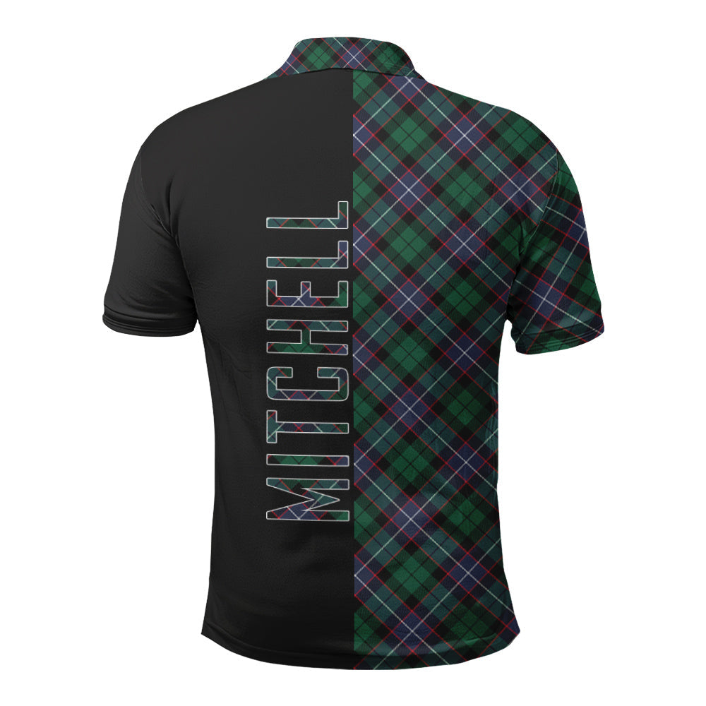 Clan Mitchell Modern Tartan Polo Shirt Half of Me - Cross Style YY18 Mitchell Modern Tartan Tartan Polo