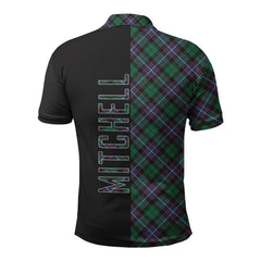 Clan Mitchell Modern Tartan Polo Shirt Half of Me - Cross Style YY18 Mitchell Modern Tartan Tartan Polo