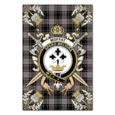 Clan Moffat Modern Tartan Crest Black Garden Flag - Gold Thistle XD87 Clan Moffat Tartan Today
