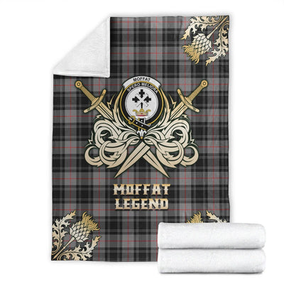 Clan Moffat Modern Tartan Gold Courage Symbol Blanket