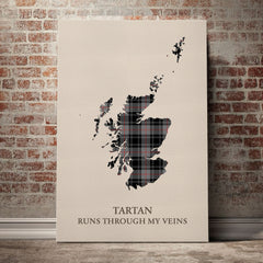 Moffat Modern Tartan Scotland Map Canvas – “Tartan Runs Through My Veins” Wall Art