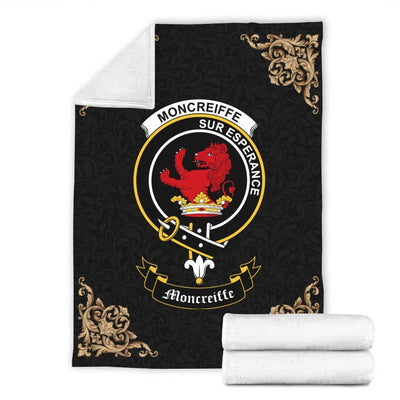 Clan Moncreiffe (or Moncreiff) Crest Tartan Premium Blanket Black