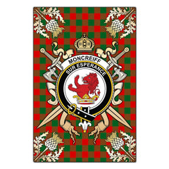 Clan Moncrieff Tartan Crest Black Garden Flag - Gold Thistle KI57 Clan Garden Tartan Today