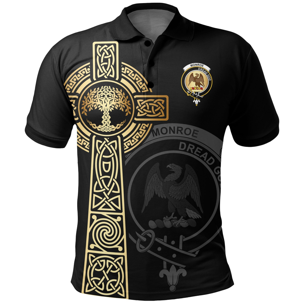 Clan Monroe Clan Unisex Polo Shirt - Celtic Tree Of Life UB40 Monroe Tartan Tartan Polo