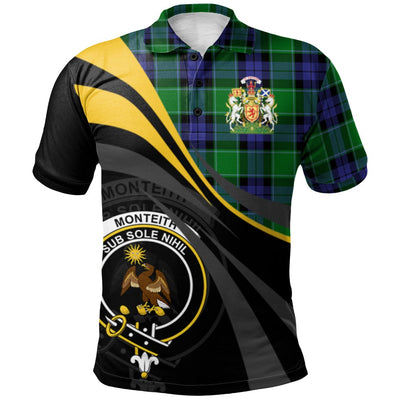 Clan Monteith Tartan Polo Shirt - Royal Coat Of Arms Style