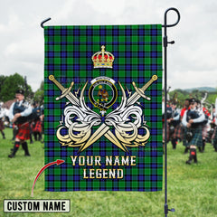 Personalized Custom Name Clan Monteith Tartan Garden Flag with Clan Crest and the Golden Sword of Courageous Legacy PV91 - Monteith Tartan Design, Scottish Heritage Gift
