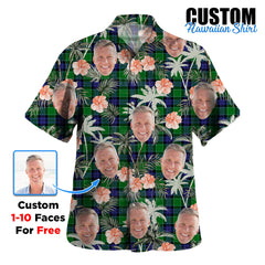 Clan Monteith Tartan Custom Face Hawaiian Shirt – Unisex Gift for Family Members, Summer Party UT41 Monteith Tartan Tartan Hawaii Shirt