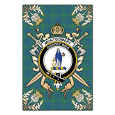 Clan Montgomery Ancient Tartan Crest Black Garden Flag - Gold Thistle BD31 Clan Montgomery Tartan Today