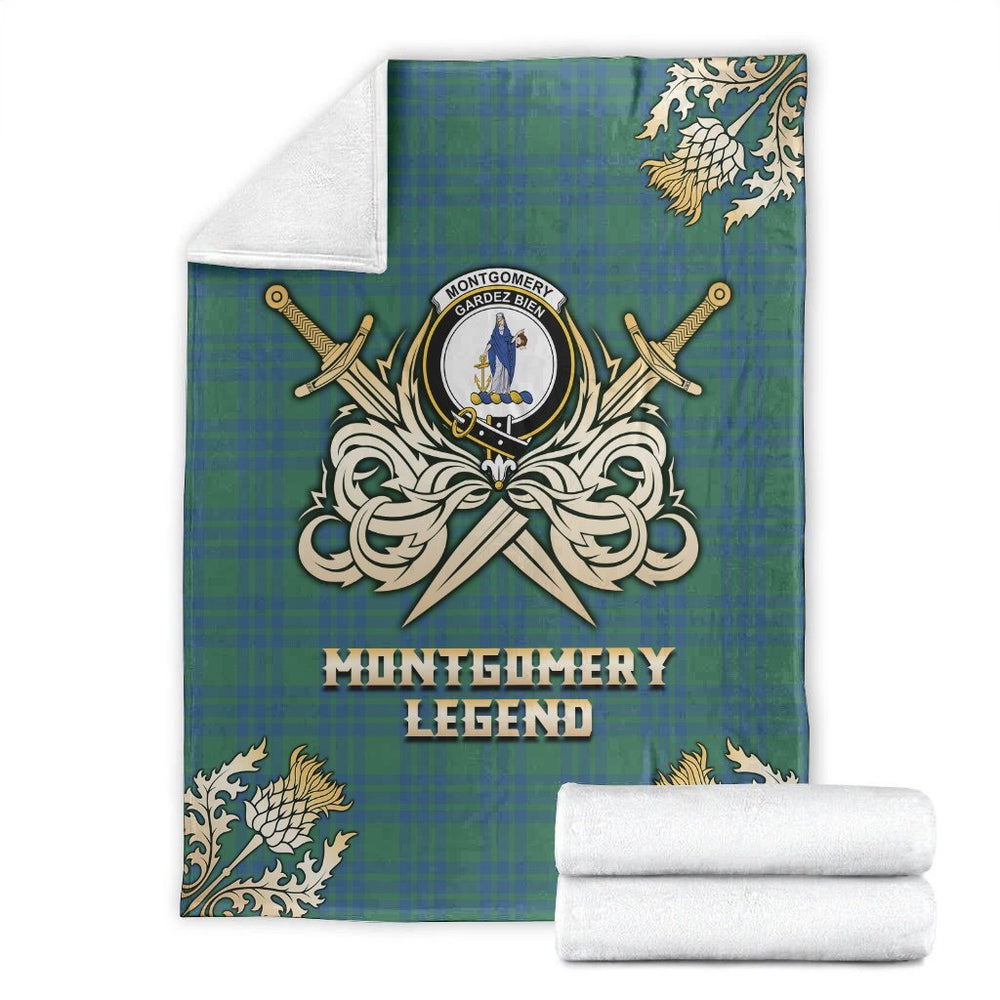 Clan Montgomery Ancient Tartan Gold Courage Symbol Blanket MB47 Clan Montgomery Tartan Today