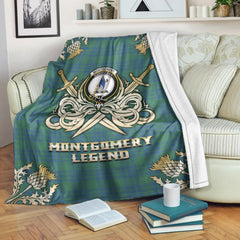 Clan Montgomery Ancient Tartan Gold Courage Symbol Blanket MB47 Clan Montgomery Tartan Today