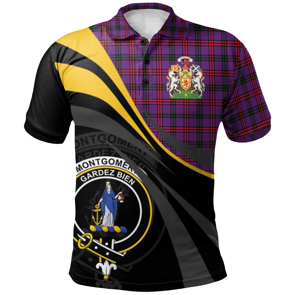 Clan Montgomery Modern Tartan Polo Shirt - Royal Coat Of Arms Style VQ74 Montgomery Modern Tartan Tartan Polo