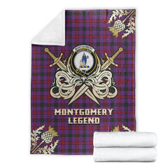 Clan Montgomery Modern Tartan Gold Courage Symbol Blanket MF58 Clan Montgomery Tartan Today