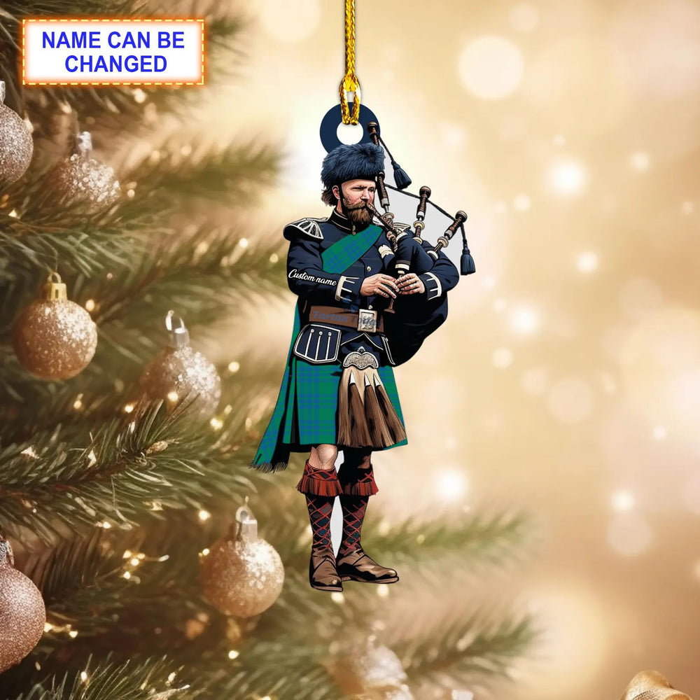 Personalized Clan Montgomery Ancient Tartan Bagpipe Ornament with Custom Name – Scottish Christmas Tree Decoration VO69