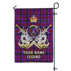 Custom Name Clan Montgomery Modern Tartan Garden Flag with Clan Crest and the Golden Sword of Courageous Legacy LK86