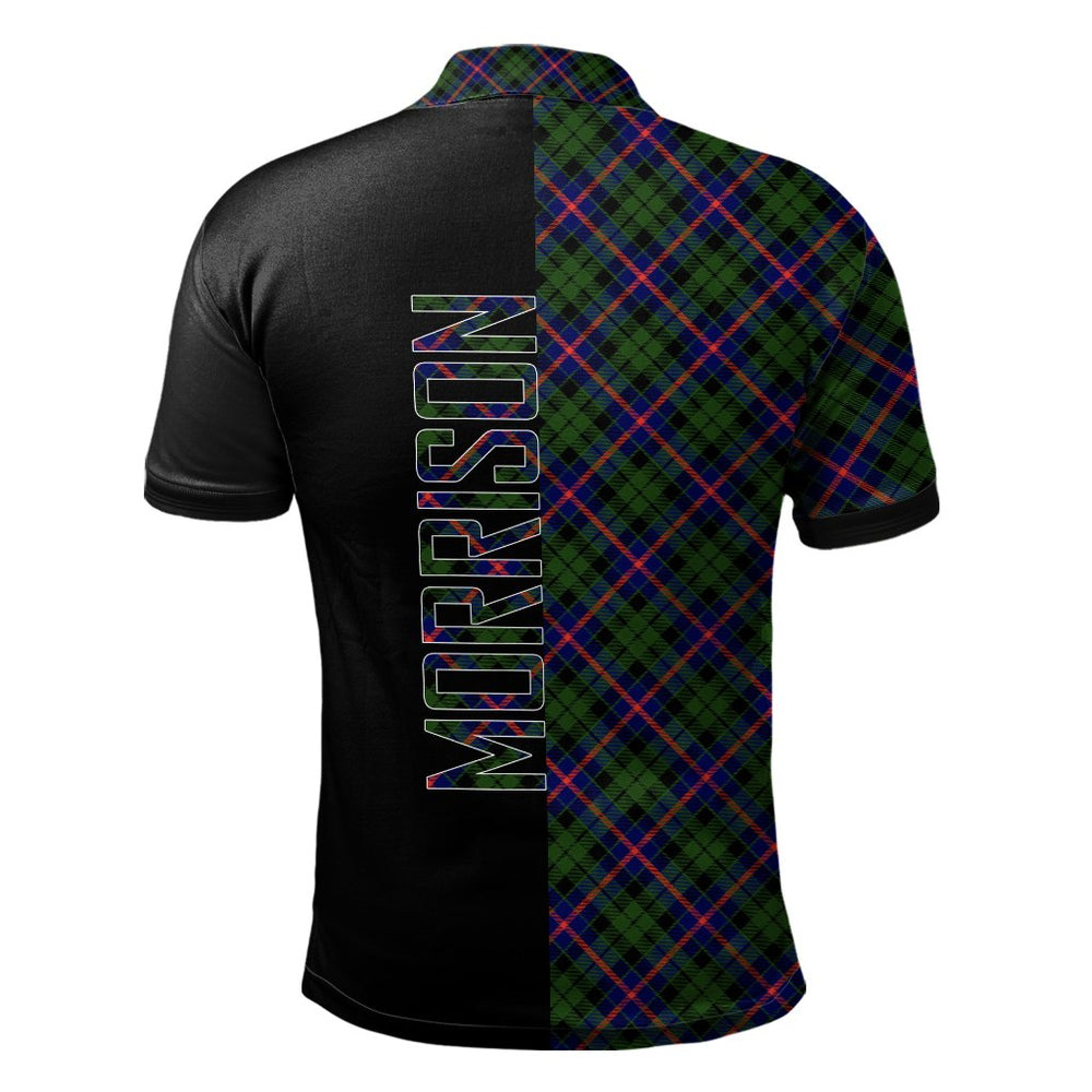 Clan Morrison Modern Tartan Polo Shirt Half of Me - Cross Style UA24 Morrison Modern Tartan Tartan Polo
