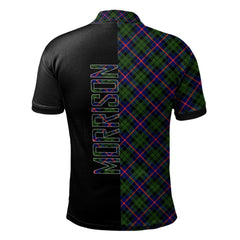 Clan Morrison Modern Tartan Polo Shirt Half of Me - Cross Style UA24 Morrison Modern Tartan Tartan Polo