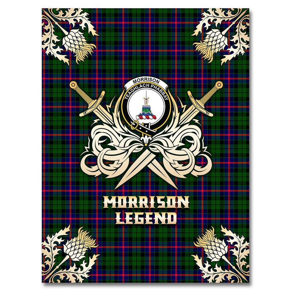 Clan Morrison Modern Tartan Gold Courage Symbol Blanket WN22 Clan Morrison Tartan Today