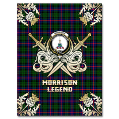 Clan Morrison Modern Tartan Gold Courage Symbol Blanket WN22 Clan Morrison Tartan Today