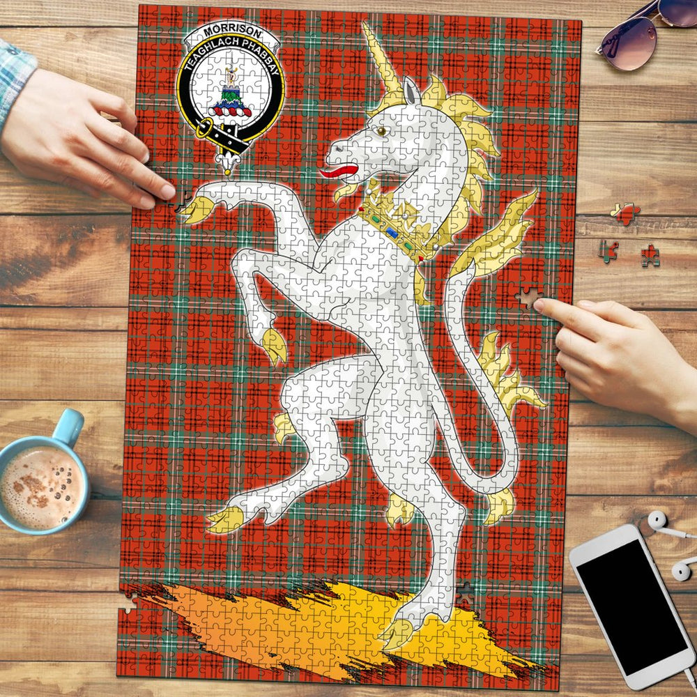 Clan Morrison Red Ancient Tartan Crest Unicorn Scotland Jigsaw Puzzles Gift For Family YL61 Clan Morrison Tartan Today