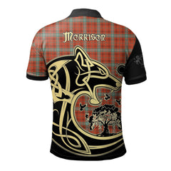 Clan Morrison Red Ancient Tartan Polo Shirt Viking Wolf MX71 Morrison Red Ancient Tartan Tartan Polo