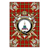 Clan Morrison Red Modern Tartan Crest Black Garden Flag - Gold Thistle YM21 Clan Morrison Tartan Today