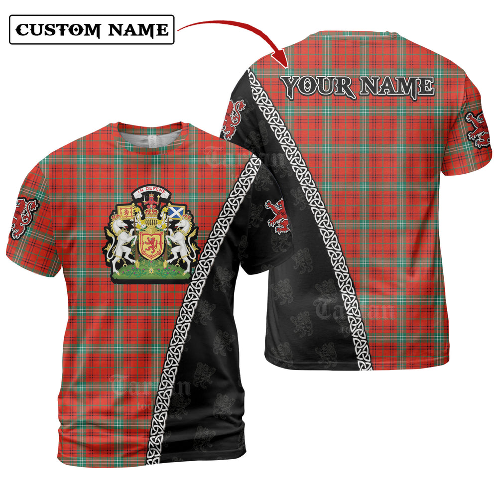 Morrison Red Ancient Tartan Shirt with Scotland Coat of Arms & Custom Name BZ12