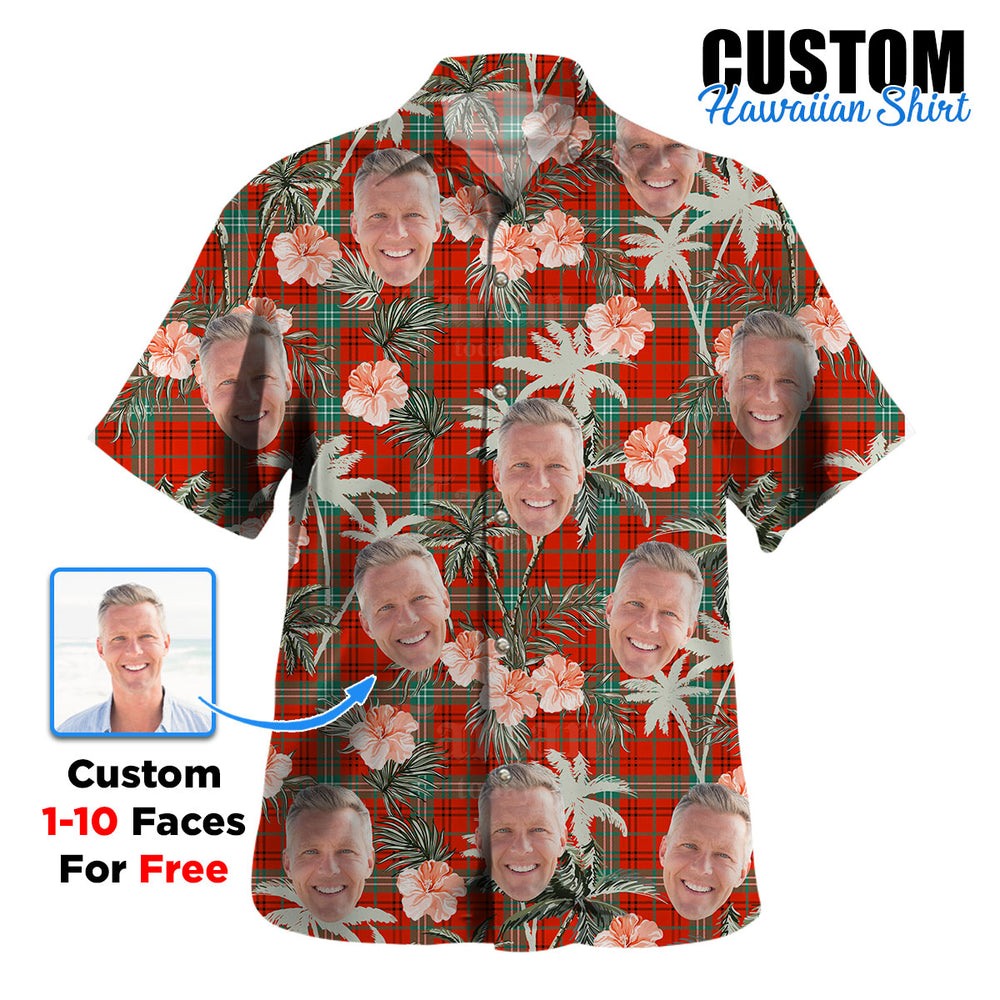 Clan Morrison Red Ancient Tartan Custom Face Hawaiian Shirt – Unisex Gift for Family Members, Summer Party GG58 Morrison Red Ancient Tartan Tartan Hawaii Shirt