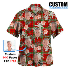 Clan Morrison Red Modern Tartan Custom Face Hawaiian Shirt – Unisex Gift for Family Members, Summer Party GG48 Morrison Red Modern Tartan Tartan Hawaii Shirt