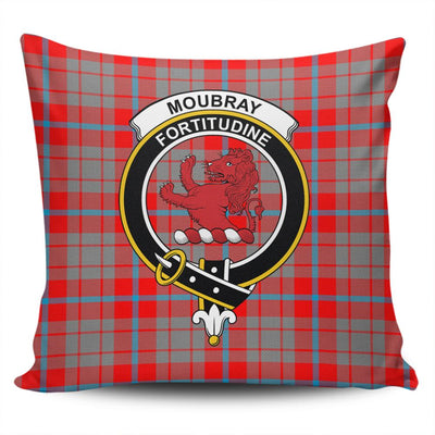 Clan Moubray Tartan Crest Pillow Cover