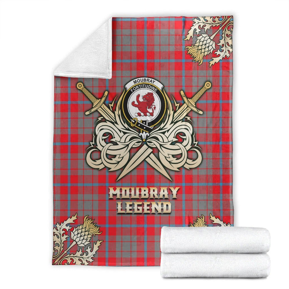 Clan Moubray Tartan Gold Courage Symbol Blanket YW14 Clan Moubray Tartan Today