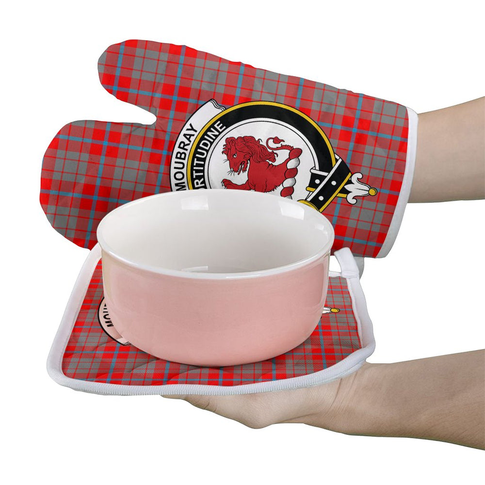 Clan Moubray Tartan Crest Oven Mitt And Pot Holder (2 Oven Mitts + 1 Pot Holder) WD19 Clan Moubray Tartan Today
