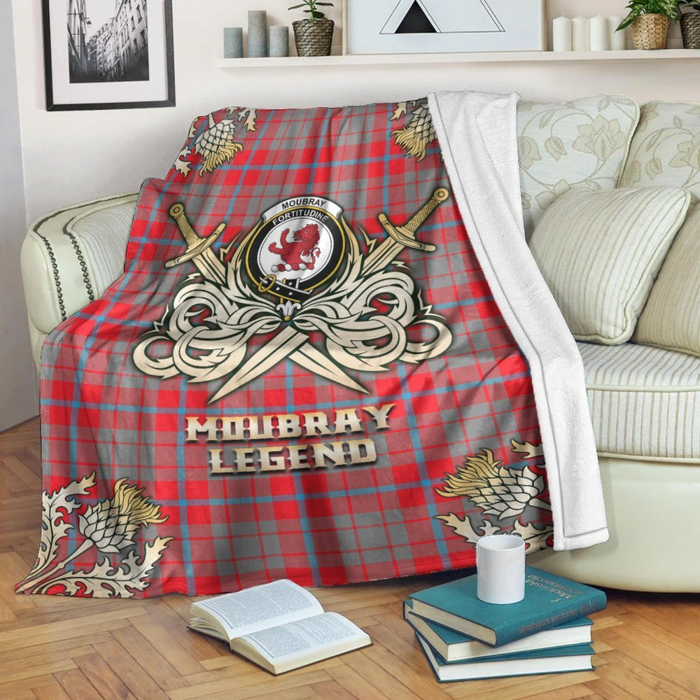 Clan Moubray Tartan Gold Courage Symbol Blanket YW14 Clan Moubray Tartan Today