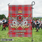 Personalized Custom Name Clan Moubray Tartan Garden Flag with Clan Crest and the Golden Sword of Courageous Legacy DS47 - Moubray Tartan Design, Scottish Heritage Gift
