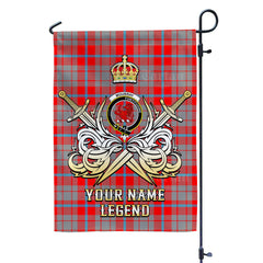 Custom Name Clan Moubray Tartan Garden Flag with Clan Crest and the Golden Sword of Courageous Legacy DS47