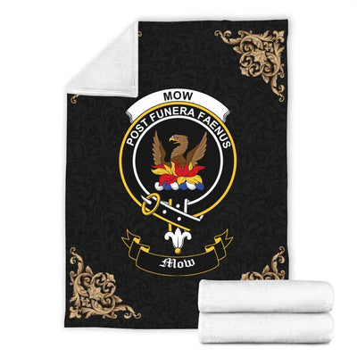 Clan Mow Crest Tartan Premium Blanket Black