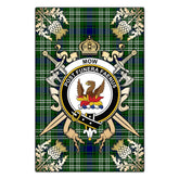 Clan Mow Tartan Crest Black Garden Flag - Gold Thistle IL63 Clan Mow Tartan Today