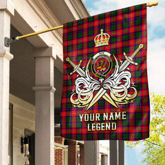 Custom Name Clan Mow (Roxburgh) Tartan Garden Flag with Clan Crest and the Golden Sword of Courageous Legacy RK81